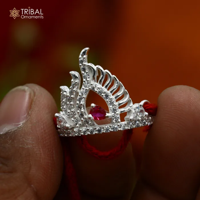 TRIBAL ORNAMENTS Rings 925 sterling silver handmade lord baby Krishna Mukut amazing Laddu Gopala crawling Krishna crown head jewelry SM27 TRIBAL ORNAMENTS Rings 925 sterling silver handmade lord baby Krishna Mukut amazing Laddu Gopala crawling Krishna crown head jewelry SM27