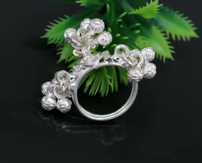 TRIBAL ORNAMENTS Vintage design Sterling silver handmade charm ring excellent customized noisy bells drops personalized girls womens jewelry sr260 Rings