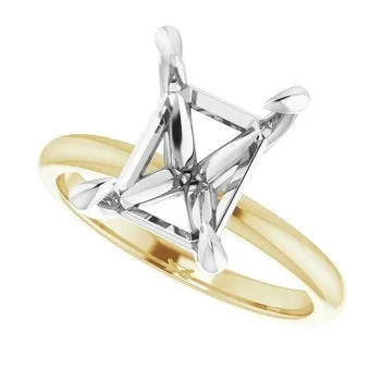 14K Yellow and White Gold Solitaire Ring for Emerald Engagement Collections Rings 14K Yellow and White Gold Solitaire Ring for Emerald Engagement Collections Rings