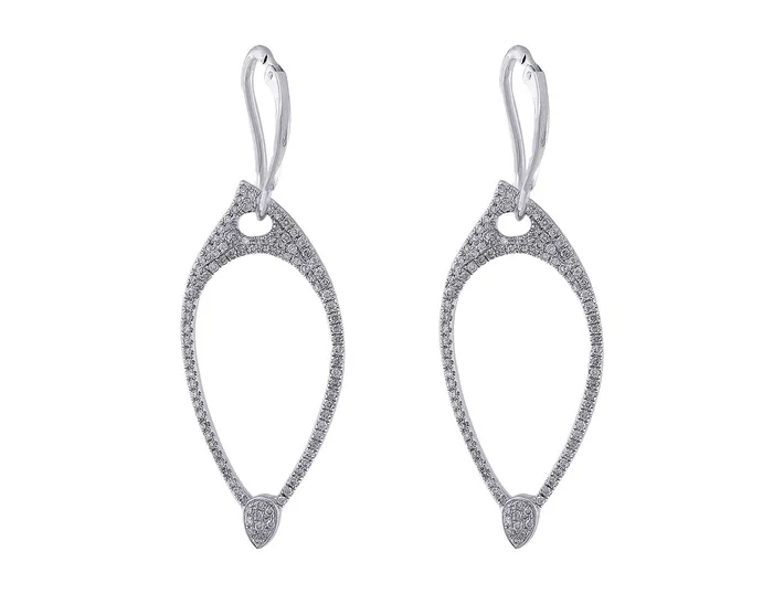 18k White Gold Almondshaped Long Drop Pave Diamond Earrings CJ Charles Jewelers Earrings 18k White Gold Almondshaped Long Drop Pave Diamond Earrings CJ Charles Jewelers Earrings