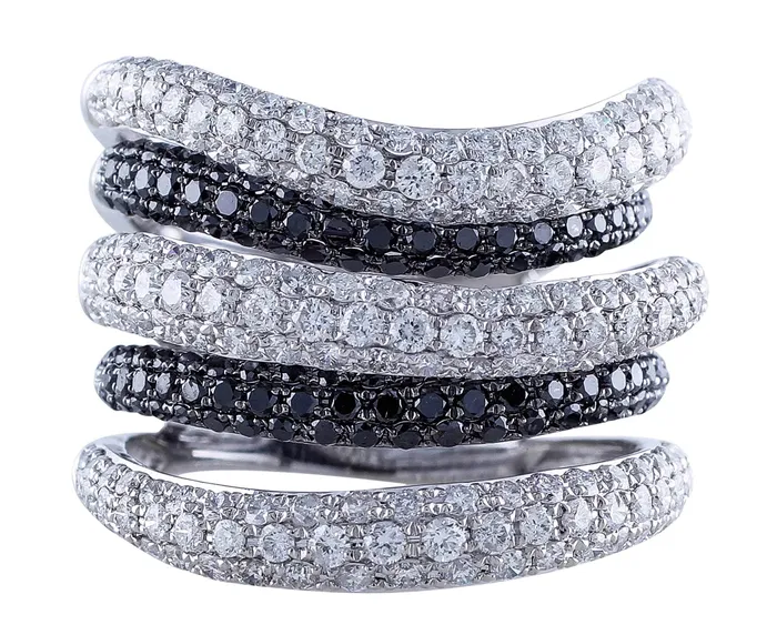 18k White Gold Pave Black and White Diamond Ring CJ Charles Jewelers Rings 18k White Gold Pave Black and White Diamond Ring CJ Charles Jewelers Rings