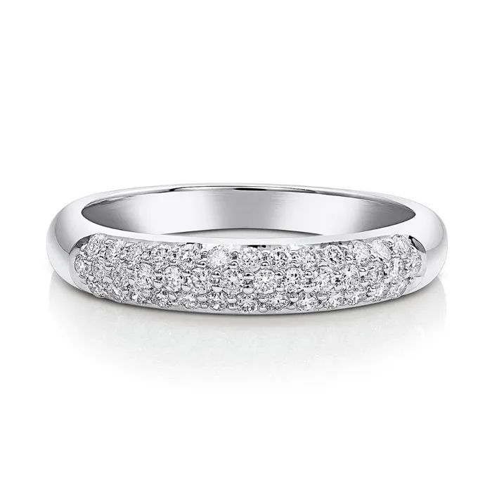 18kt White Gold Micropav Diamond Half Band CJ Charles Jewelers Rings