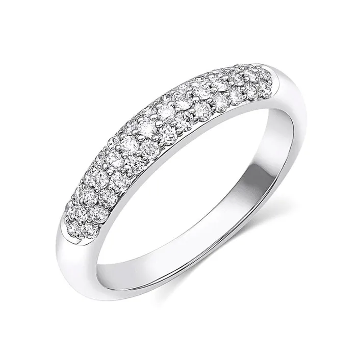 18kt White Gold Micropav Diamond Half Band CJ Charles Jewelers Rings