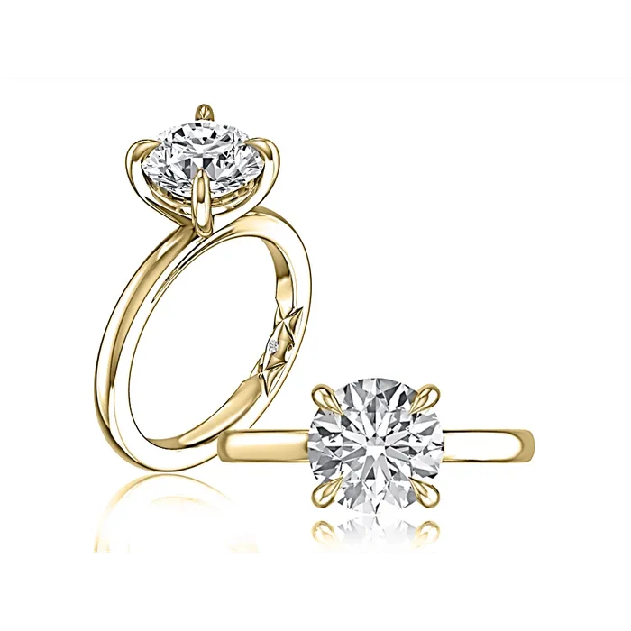 A Jaffe A Jaffe 14K Yellow Gold Solitaire Ring for Round Diamond Rings