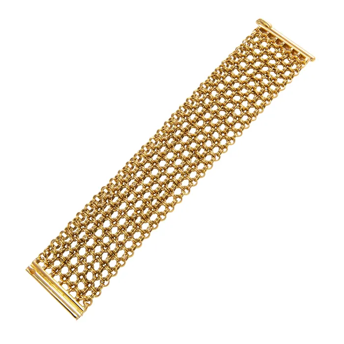 Bracelets Croghans Vintage Italian 18K Yellow Gold Wide Chain Link Bracelet Bracelets Croghans Vintage Italian 18K Yellow Gold Wide Chain Link Bracelet