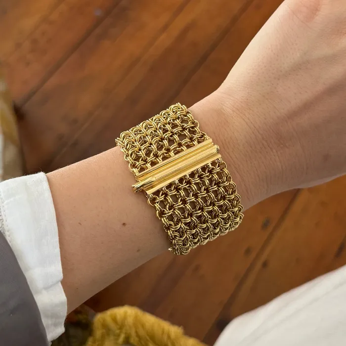 Bracelets Croghans Vintage Italian 18K Yellow Gold Wide Chain Link Bracelet