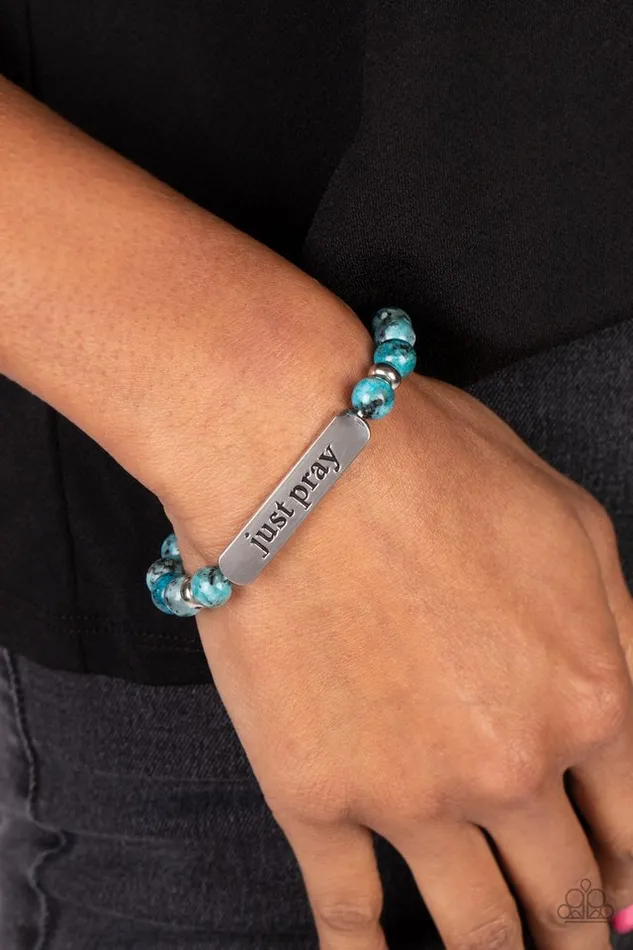 Bracelets Paparazzi Bracelet Just Pray Blue Paparazzi Jewelry