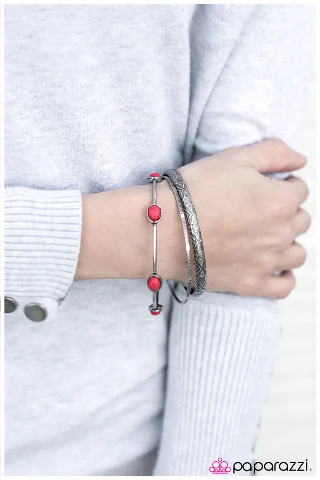 Bracelets Paparazzi Bracelet Stonehenge Red Paparazzi Jewelry