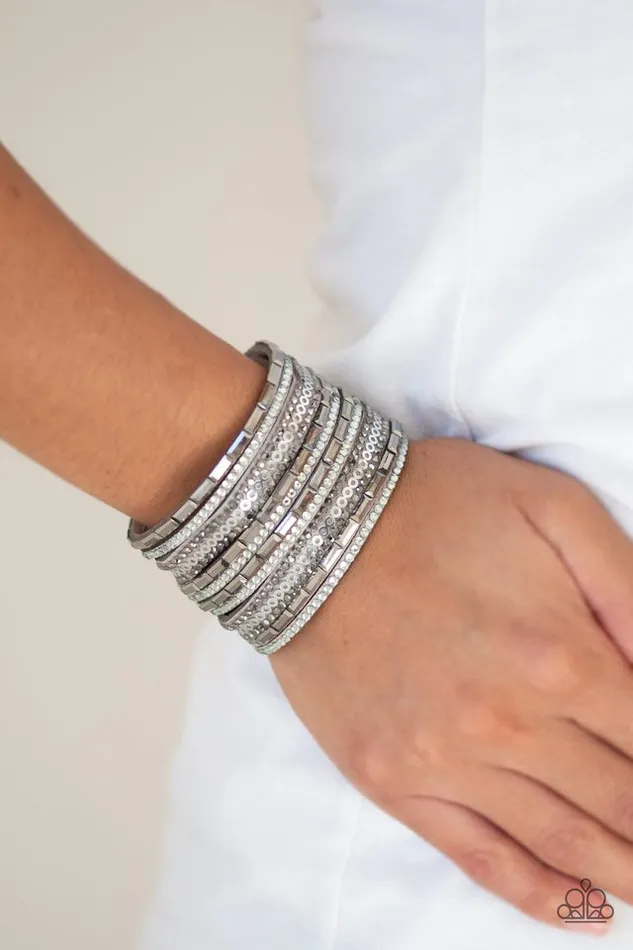 Bracelets Paparazzi Jewelry Paparazzi Bracelet A WaitandSEQUIN Attitude Silver