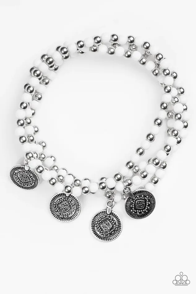 Bracelets Paparazzi Jewelry Paparazzi Bracelet Gypsy Globetrotter White