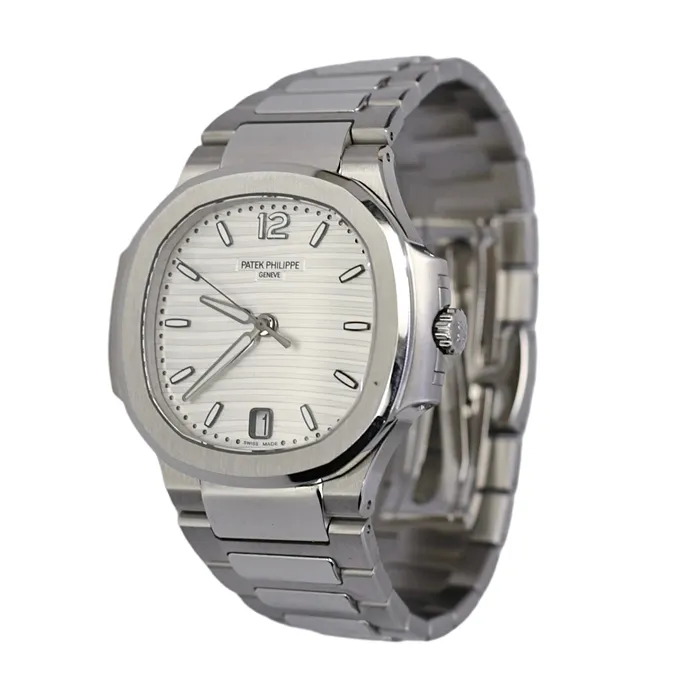 Bracelets Patek Philippe Patek Philippe Nautilus Ladies 352mm Womens Watch Ref 71181A010 White Opaline Dial Stainless Steel Bracelet