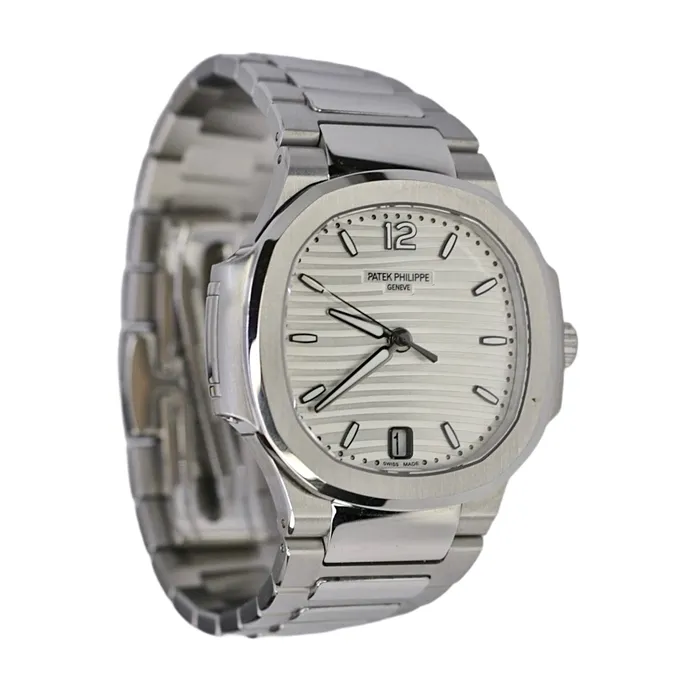 Bracelets Patek Philippe Patek Philippe Nautilus Ladies 352mm Womens Watch Ref 71181A010 White Opaline Dial Stainless Steel Bracelet