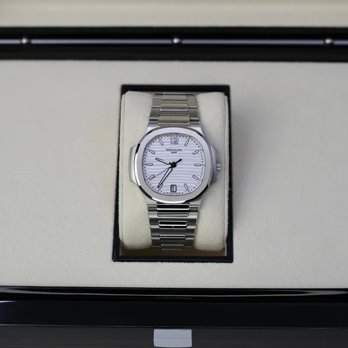 Bracelets Patek Philippe Patek Philippe Nautilus Ladies 352mm Womens Watch Ref 71181A010 White Opaline Dial Stainless Steel Bracelet