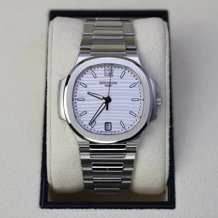 Bracelets Patek Philippe Patek Philippe Nautilus Ladies 352mm Womens Watch Ref 71181A010 White Opaline Dial Stainless Steel Bracelet
