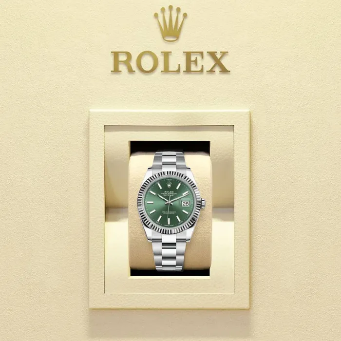 Bracelets Rolex Rolex Datejust 41mm Ref 1263340027 Green Dial Stainless Steel Oyster Bracelet Mens Watch
