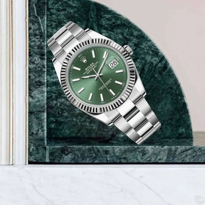 Bracelets Rolex Rolex Datejust 41mm Ref 1263340027 Green Dial Stainless Steel Oyster Bracelet Mens Watch