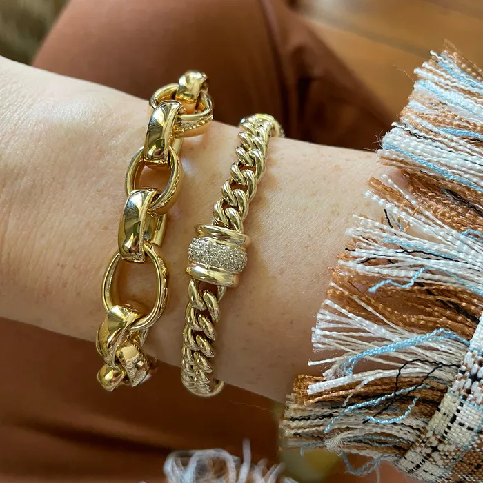 Croghans 18K Yellow Gold Italian Mixed Oval Link Bracelet Bracelets