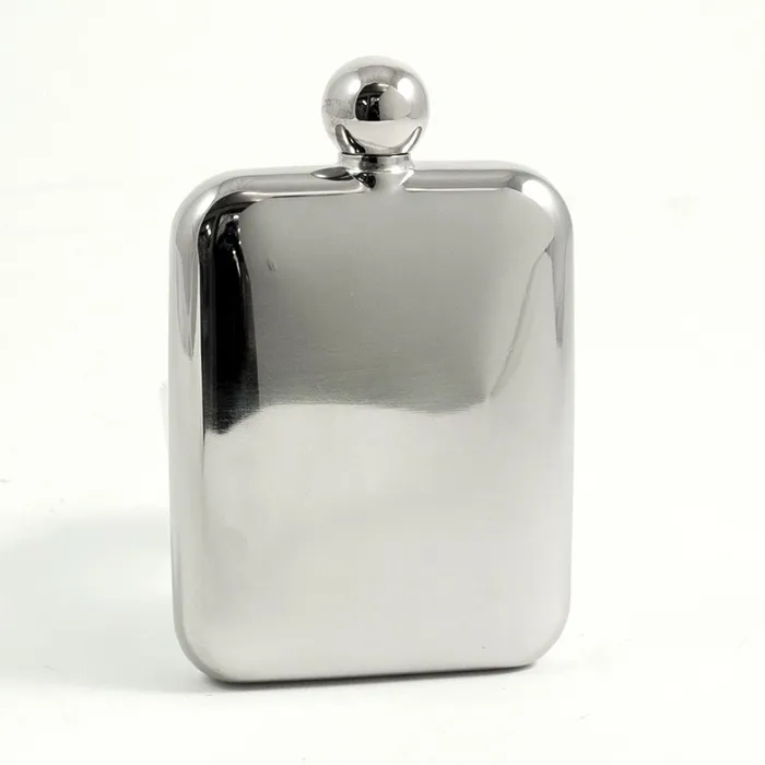 Croghans Bracelets Stainless Steel Mirror Finish Round Corner Flask 6oz