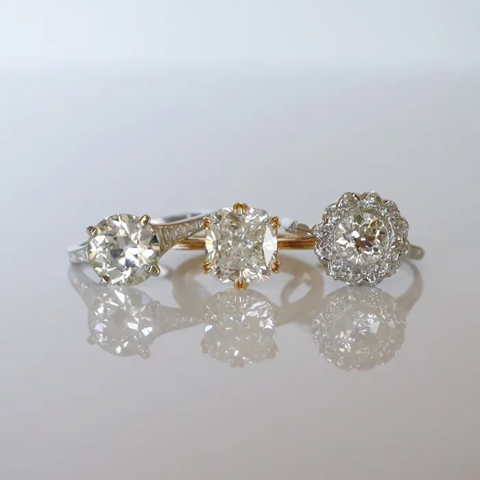 Croghans Rings Edwardian 177ctw Old Transitional Cut Diamond Cluster Platinum Ring
