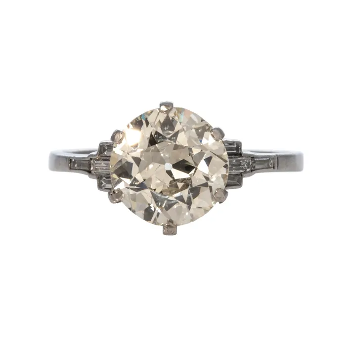 Croghans Rings Estate 233ct Old European 15ct Baguette Side Diamond Platinum Ring Croghans Rings Estate 233ct Old European 15ct Baguette Side Diamond Platinum Ring