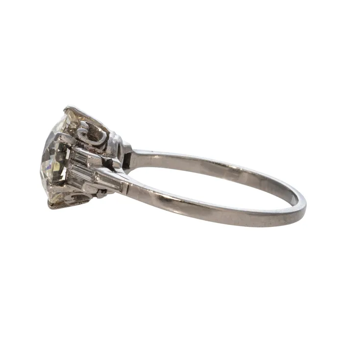 Croghans Rings Estate 233ct Old European 15ct Baguette Side Diamond Platinum Ring