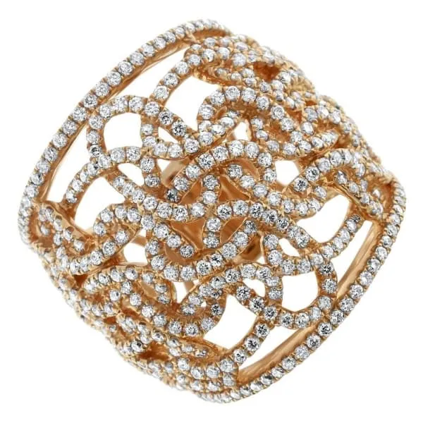 Diamond Source NYC Natural Round Brilliant Diamond Cocktail Ring Set in 18K Rose Gold 205ct tw Rings