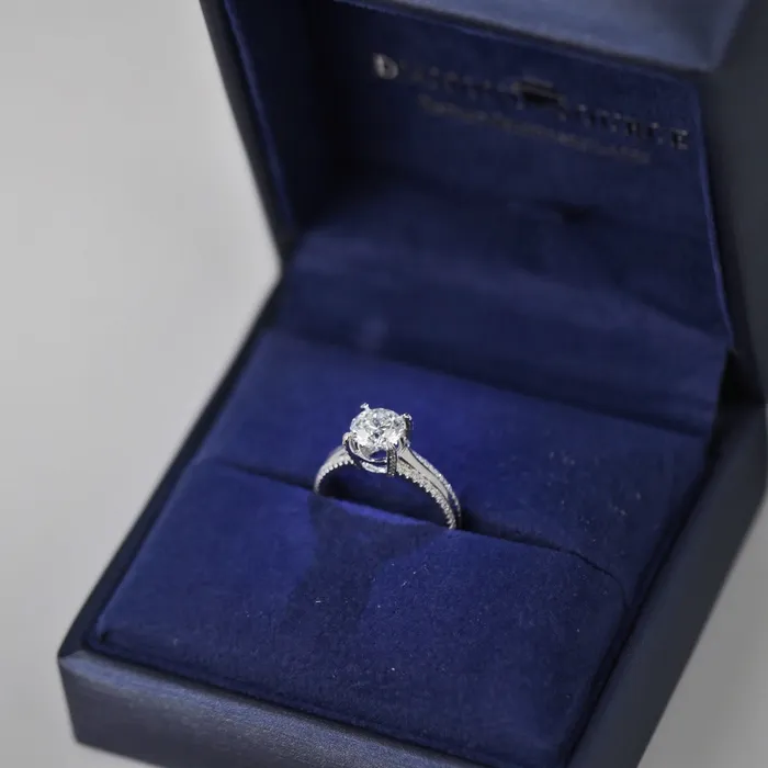 Diamond Source NYC Rings Diamond Engagement Ring Set in 18K White Gold Round Brilliant Natural Diamonds