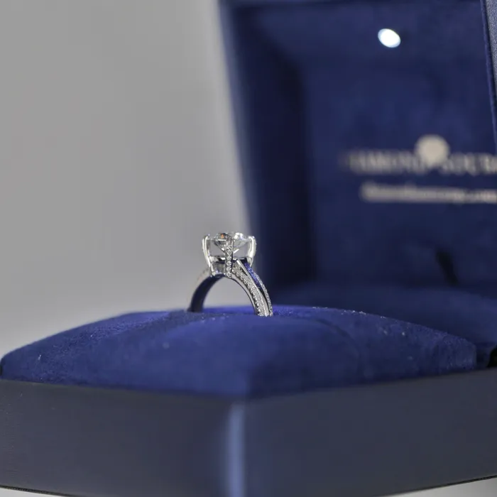 Diamond Source NYC Rings Diamond Engagement Ring Set in 18K White Gold Round Brilliant Natural Diamonds