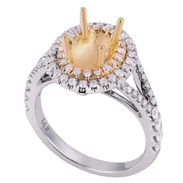 Diamond Source NYC Rings Modern luxury design halo setting 18k white and yellow gold ring with 72ctw diamonds KR08597XD8X6 Diamond Source NYC Rings Modern luxury design halo setting 18k white and yellow gold ring with 72ctw diamonds KR08597XD8X6