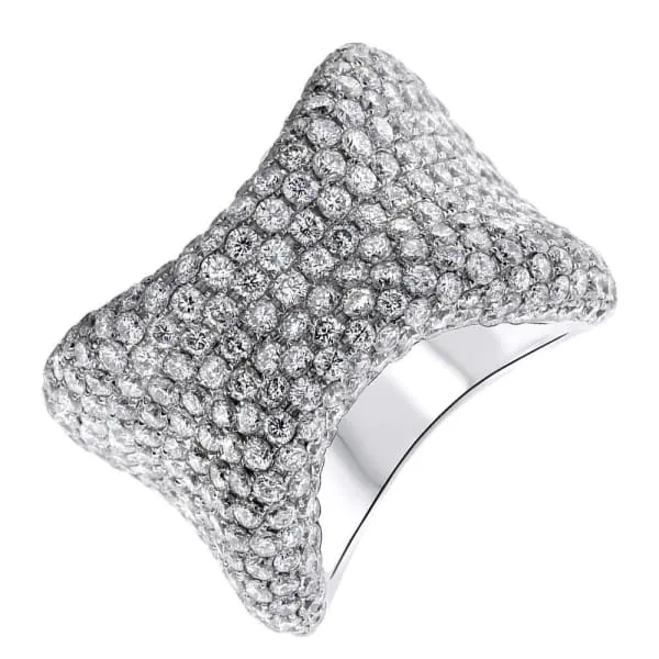 Diamond Source NYC Rings Round Brilliant Pave Diamond Fashion Ring Set in 18K White Gold 732ct tw