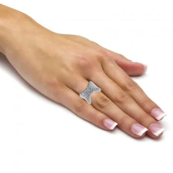 Diamond Source NYC Rings Round Brilliant Pave Diamond Fashion Ring Set in 18K White Gold 732ct tw