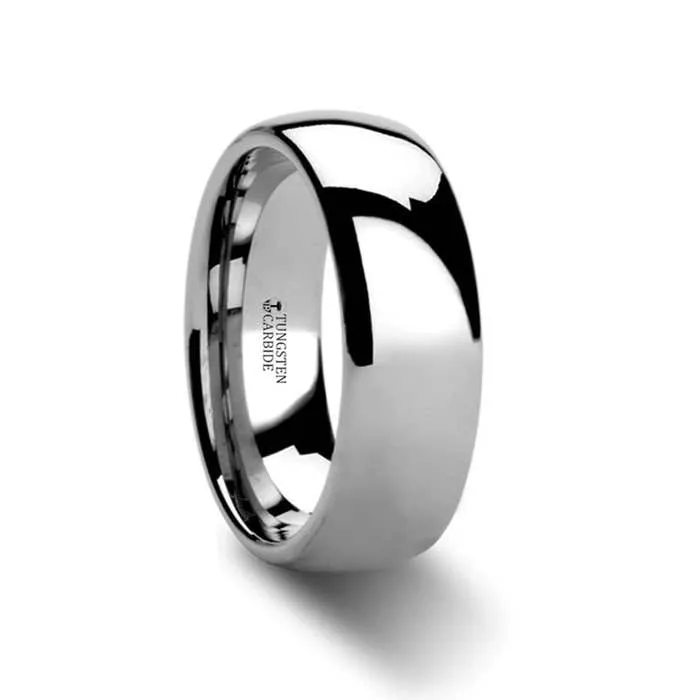 Domed White Tungsten Band Mens Bands Rings