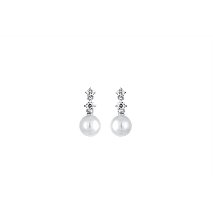 Earrings Mikimoto Mikimoto 18K White Gold Akoya Pearl and Diamond Dangle Earrings Earrings Mikimoto Mikimoto 18K White Gold Akoya Pearl and Diamond Dangle Earrings