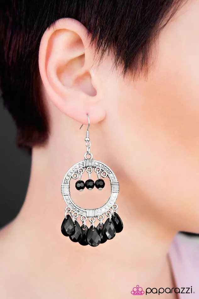 Earrings Paparazzi Earring ChaChaCha Black Paparazzi Jewelry
