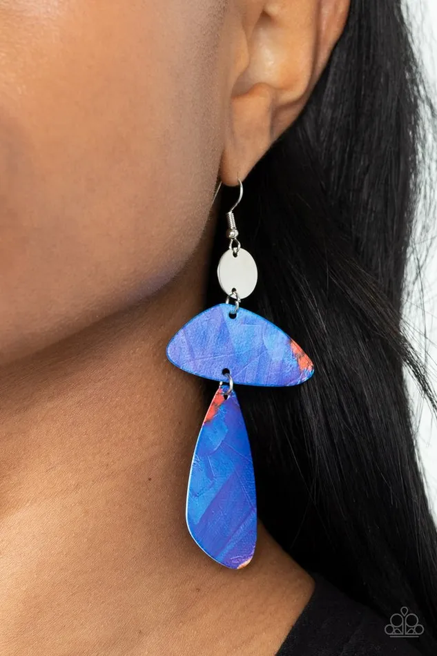 Earrings Paparazzi Earring SWATCH Me Now Blue Paparazzi Jewelry