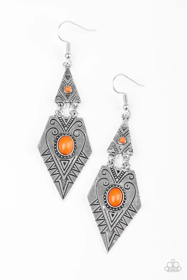 Earrings Paparazzi Jewelry Paparazzi Earring Drifting Dunes Orange