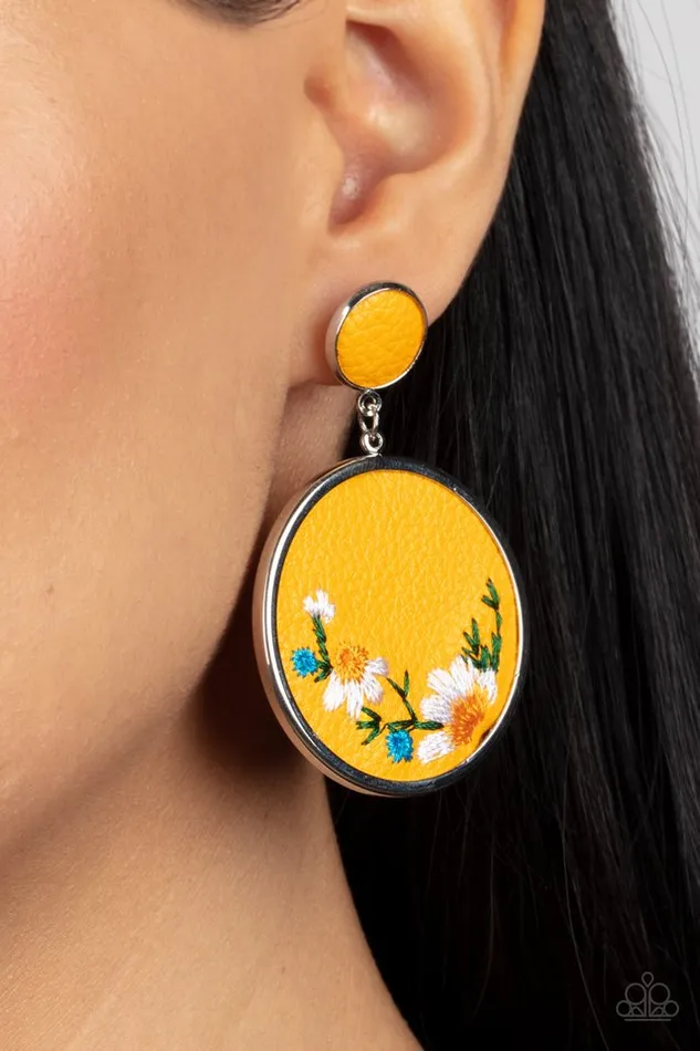 Earrings Paparazzi Jewelry Paparazzi Earring Embroidered Gardens Yellow