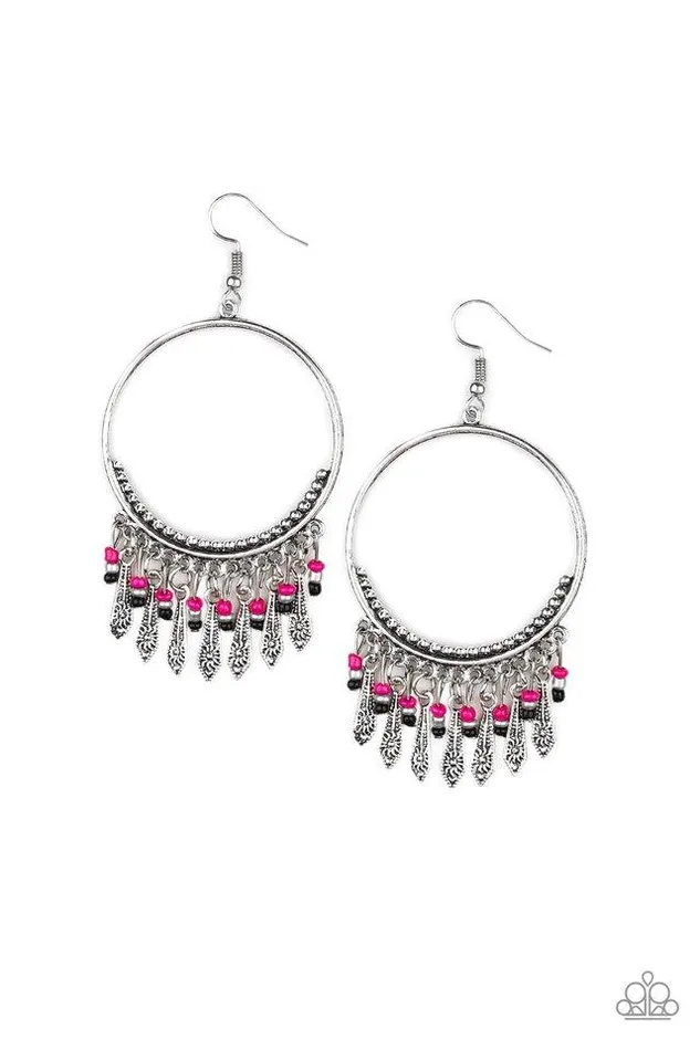 Earrings Paparazzi Jewelry Paparazzi Earring Floral Serenity Pink