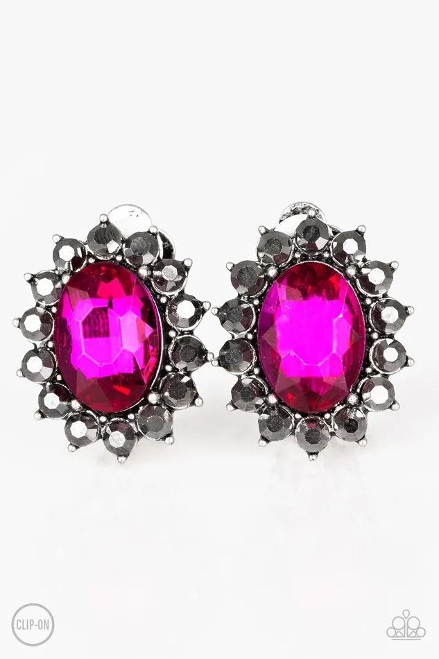 Earrings Paparazzi Jewelry Paparazzi Earring Gala Glamour Pink ClipOn
