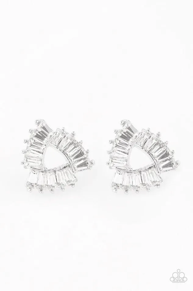 Earrings Paparazzi Jewelry Paparazzi Earring Renegade Shimmer White
