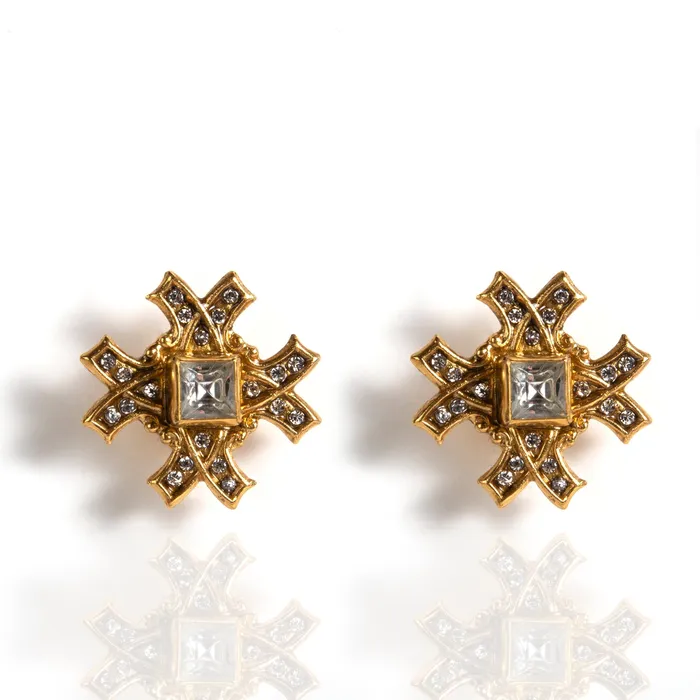 Earrings Saint Deco Cross Clip Earrings Virgins Saints Angels