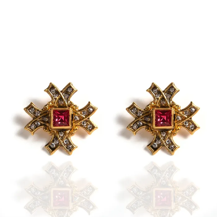 Earrings Saint Deco Cross Clip Earrings Virgins Saints Angels
