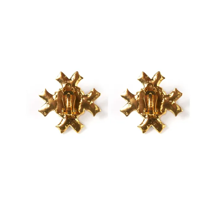 Earrings Saint Deco Cross Clip Earrings Virgins Saints Angels