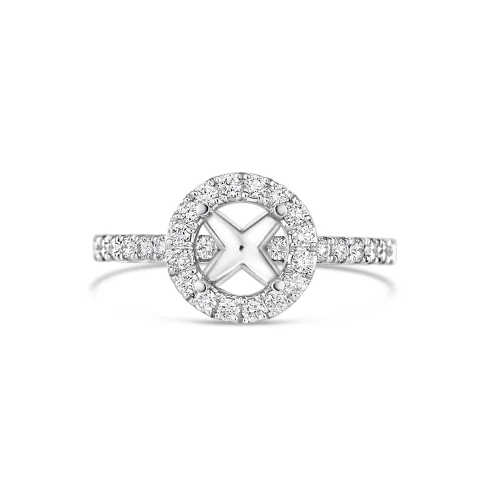 Engagement Collections PreStyled Sets 18K White Gold Semi Mount Round Halo Engagement Collections PreStyled Sets 18K White Gold Semi Mount Round Halo