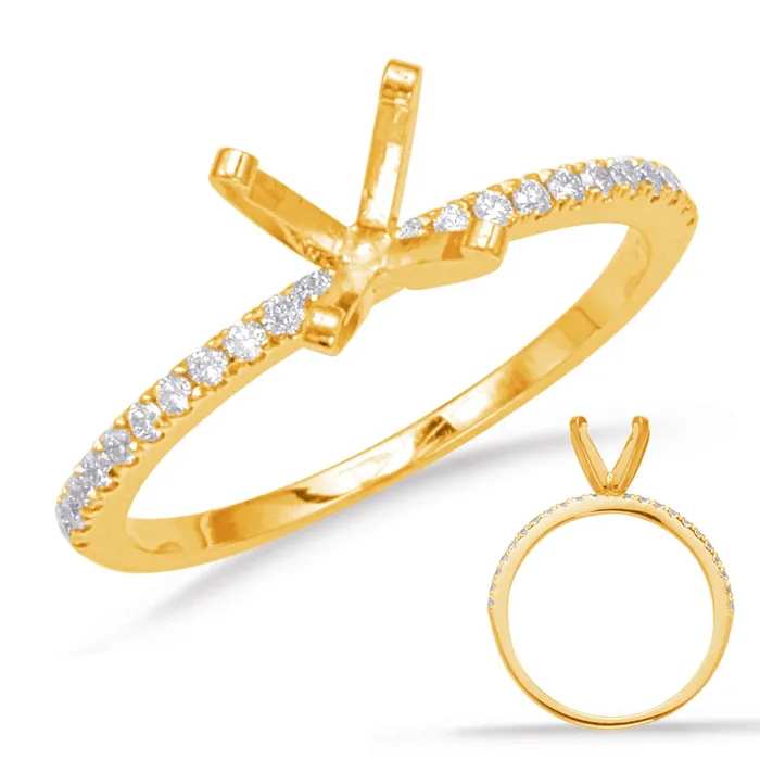 Engagement Collections Rings 14K Yellow Gold Semi Mount Diamond Ring with White Gold Prong Head Engagement Collections Rings 14K Yellow Gold Semi Mount Diamond Ring with White Gold Prong Head