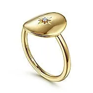 Gabriel Co Rings 14K Yellow Gold Oval Ring with Star Design and Diamond