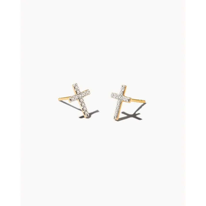 Kendra Scott Kendra Scott 14K Yellow Gold Medium Cross Diamond Stud Earrings Earrings Kendra Scott Kendra Scott 14K Yellow Gold Medium Cross Diamond Stud Earrings Earrings