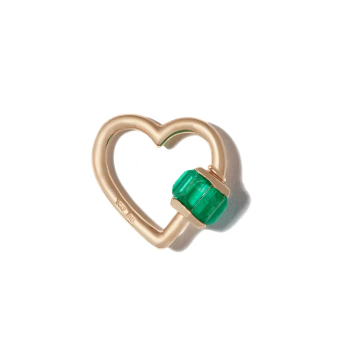 Marla Aaron 18K Gold Total Baguette Emerald Heart Lock Marla Aaron PreStyled Sets Marla Aaron 18K Gold Total Baguette Emerald Heart Lock Marla Aaron PreStyled Sets
