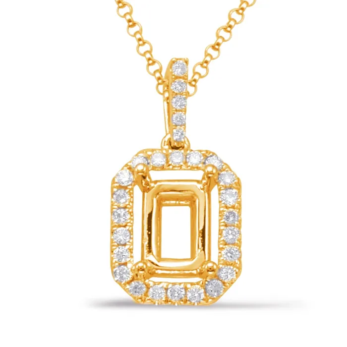 Meierotto Jewelers 14K Yellow Gold Rectangle Diamond Halo Pendant Mount Necklaces Meierotto Jewelers 14K Yellow Gold Rectangle Diamond Halo Pendant Mount Necklaces