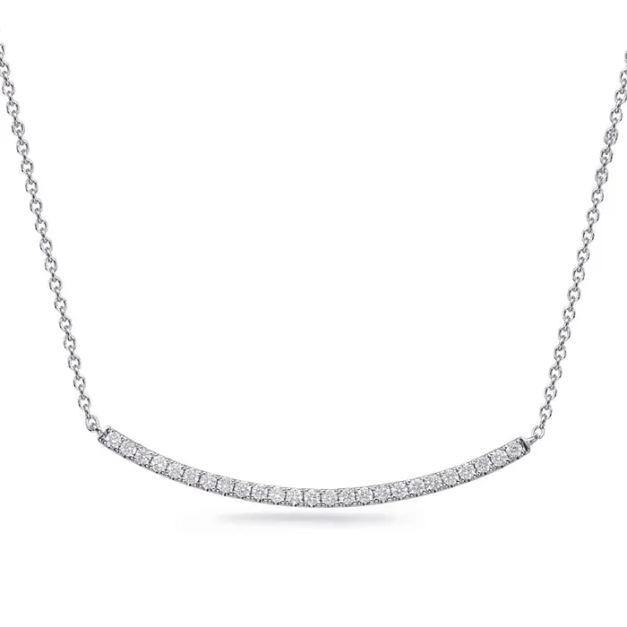 Meierotto Jewelers Necklaces 14K White Gold Diamond Curved Bar Necklace 1820 inch Meierotto Jewelers Necklaces 14K White Gold Diamond Curved Bar Necklace 1820 inch
